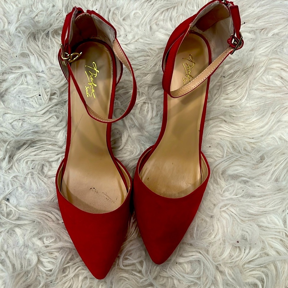 Red suede heels